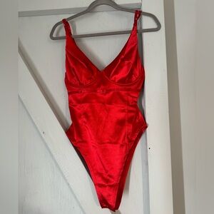 Red Satin Bodysuit